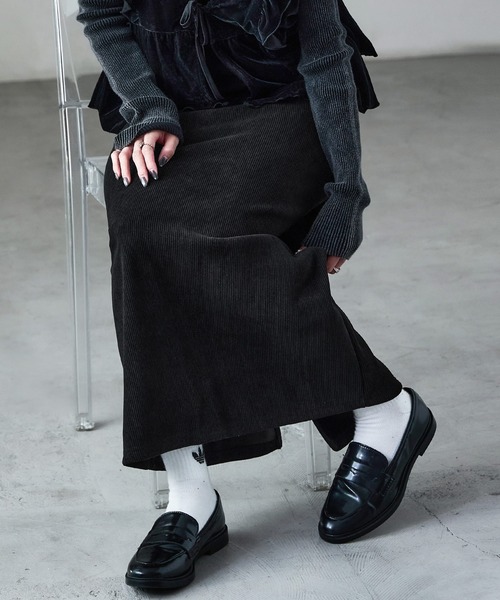 Fashion Letter(ファッションレター)の「セットアップ可能 コーデュロイ 裏起毛ナロースカート(スカート・レディース・ブラウン/ブラック/モカ/アイボリー・M/L)」の1枚目の写真