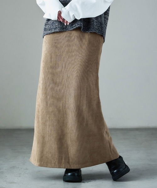 Fashion Letter(ファッションレター)の「セットアップ可能 コーデュロイ 裏起毛ナロースカート(スカート・レディース・ブラウン/ブラック/モカ/アイボリー・M/L)」の16枚目の写真