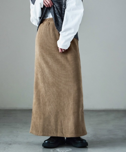 Fashion Letter(ファッションレター)の「セットアップ可能 コーデュロイ 裏起毛ナロースカート(スカート・レディース・ブラウン/ブラック/モカ/アイボリー・M/L)」の18枚目の写真