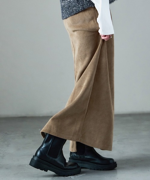 Fashion Letter(ファッションレター)の「セットアップ可能 コーデュロイ 裏起毛ナロースカート(スカート・レディース・ブラウン/ブラック/モカ/アイボリー・M/L)」の19枚目の写真