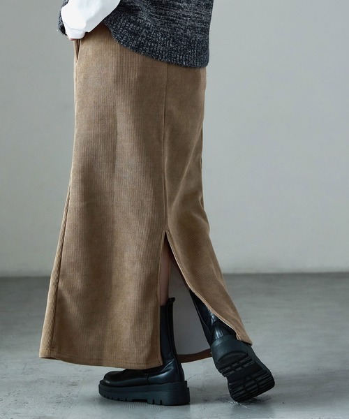 Fashion Letter(ファッションレター)の「セットアップ可能 コーデュロイ 裏起毛ナロースカート(スカート・レディース・ブラウン/ブラック/モカ/アイボリー・M/L)」の20枚目の写真