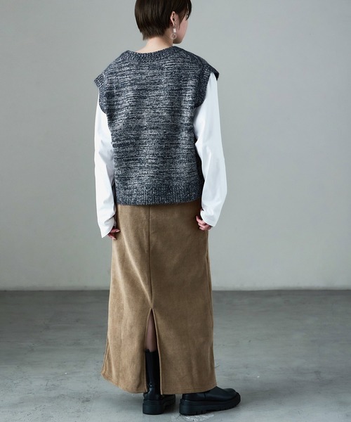 Fashion Letter(ファッションレター)の「セットアップ可能 コーデュロイ 裏起毛ナロースカート(スカート・レディース・ブラウン/ブラック/モカ/アイボリー・M/L)」の21枚目の写真