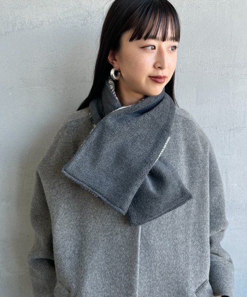 TWEED MILL（ツイードミル）の「[TWEED MILL/ツイードミル] 別注 チェック×フリース リバーシブル差し込みマフラー（マフラー・レディース・グレー/レッド系その他/レッド/グレー系その他/オートミール・F）」の12枚目の写真