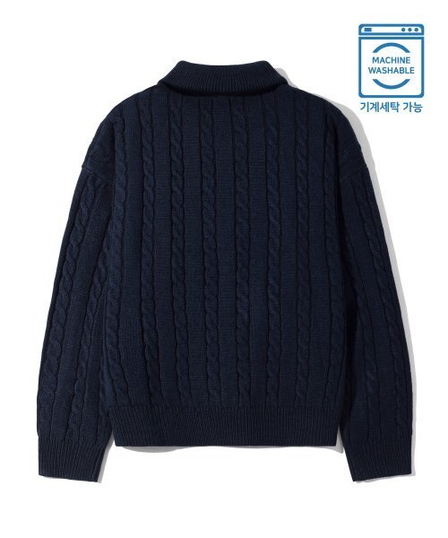 TRILLION（トリリオン）の「ウォッシャブルハーフジップカラーネックケーブルニット (CURRENT NAVY)（ニット/セーター・レディース・その他・MEDIUM/LARGE/X-LARGE）」の2枚目の写真