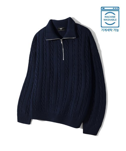 TRILLION（トリリオン）の「ウォッシャブルハーフジップカラーネックケーブルニット (CURRENT NAVY)（ニット/セーター・レディース・その他・MEDIUM/LARGE/X-LARGE）」の3枚目の写真