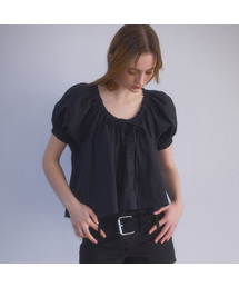 Puff Ribbon Blouse [Black]