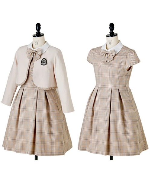 白襟ワンピース＆ノーカラーボレロスーツセット（スーツセット