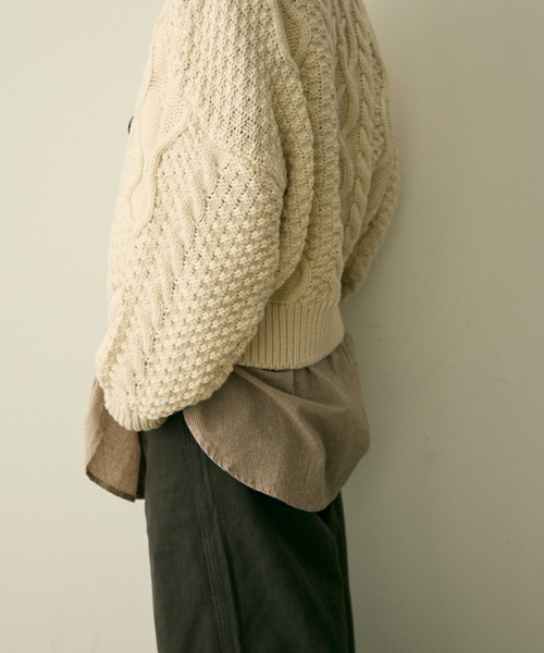 full/fill.（フルフィル）の「cable wide knit / ケーブルワイドニット（ニット/セーター・レディース・ブラウン/アイボリー・FREE）」の14枚目の写真
