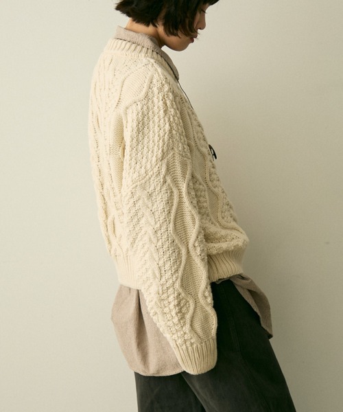 full/fill.（フルフィル）の「cable wide knit / ケーブルワイドニット（ニット/セーター・レディース・ブラウン/アイボリー・FREE）」の15枚目の写真