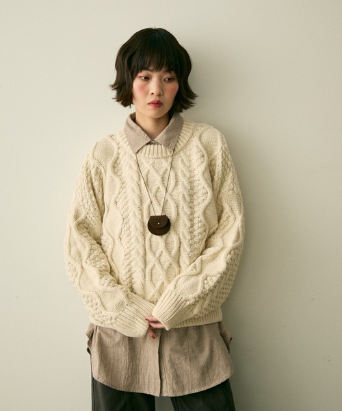 full/fill.（フルフィル）の「cable wide knit / ケーブルワイドニット（ニット/セーター・レディース・ブラウン/アイボリー・FREE）」の7枚目の写真