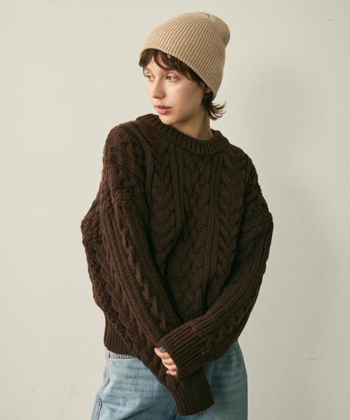 full/fill.（フルフィル）の「cable wide knit / ケーブルワイドニット（ニット/セーター・レディース・ブラウン/アイボリー・FREE）」の22枚目の写真