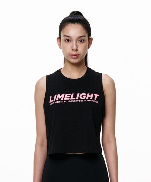 LIMELIGHT APPAREL(ライムライトアパレル)の「ライムライトジョス クロップスリーブレスウーマン (ブラック/ピンク)(Tシャツ/カットソー・レディース・その他・SMALL/MEDIUM/LARGE)」の1枚目の写真
