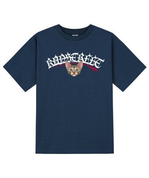 KAN6312(カン6312)の「KTN0163 レタリングスフィンクスキャット半袖Tシャツ - ネイビー(Tシャツ/カットソー・メンズ・その他・SMALL/MEDIUM/LARGE/X-LARGE)」の1枚目の写真