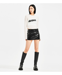 EXTRAORDINARY（エクストラオーディナリー）の「WOMEN ENAMEL SKIRT  BLACK（スカート）」