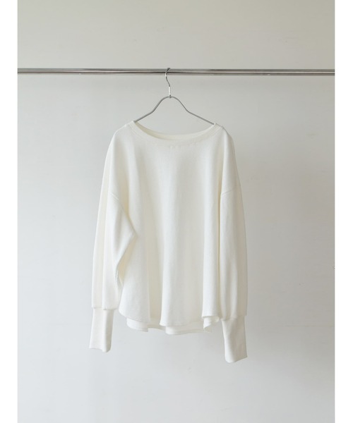 Brown&Street(ブラウンアンドストリート)の「オーバーワッフルトップス(Tシャツ/カットソー・レディース・ホワイト/レッド/ブラック・FREE)」の4枚目の写真