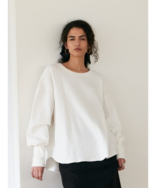 Brown&Street(ブラウンアンドストリート)の「オーバーワッフルトップス(Tシャツ/カットソー・レディース・ホワイト/レッド/ブラック・FREE)」の7枚目の写真