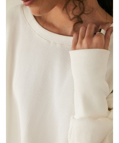 Brown&Street(ブラウンアンドストリート)の「オーバーワッフルトップス(Tシャツ/カットソー・レディース・ホワイト/レッド/ブラック・FREE)」の8枚目の写真
