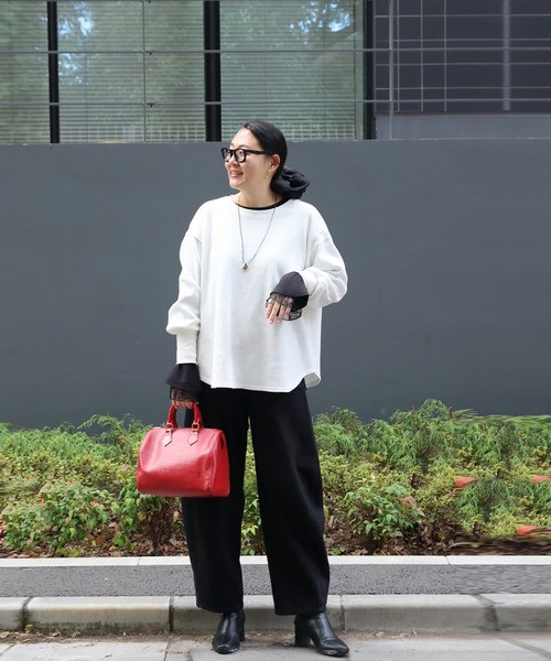 Brown&Street(ブラウンアンドストリート)の「オーバーワッフルトップス(Tシャツ/カットソー・レディース・ホワイト/レッド/ブラック・FREE)」の16枚目の写真