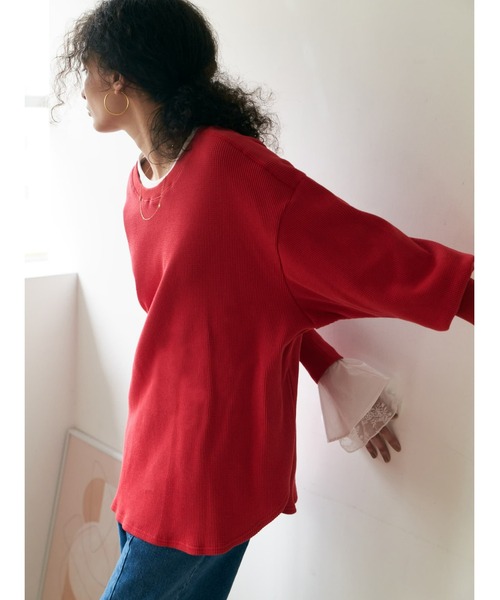 Brown&Street(ブラウンアンドストリート)の「オーバーワッフルトップス(Tシャツ/カットソー・レディース・ホワイト/レッド/ブラック・FREE)」の20枚目の写真