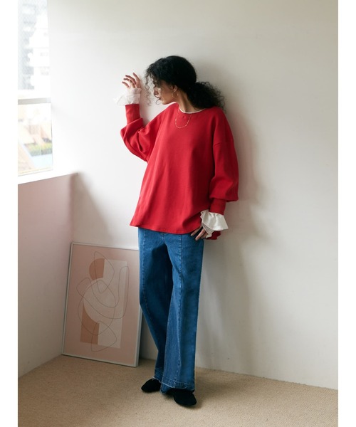 Brown&Street(ブラウンアンドストリート)の「オーバーワッフルトップス(Tシャツ/カットソー・レディース・ホワイト/レッド/ブラック・FREE)」の21枚目の写真