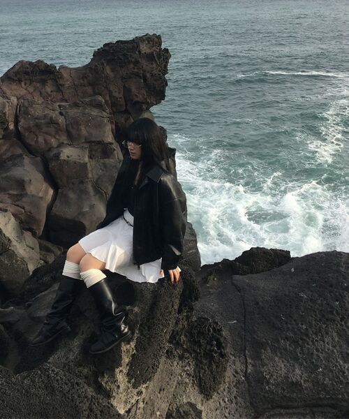 LADY VOLUME（レディーボリューム）の「9181 ヴィンテージウォッシングレザーオーバーサイズジャケット (ブラック)（ライダースジャケット・レディース・その他・FREE）」の10枚目の写真