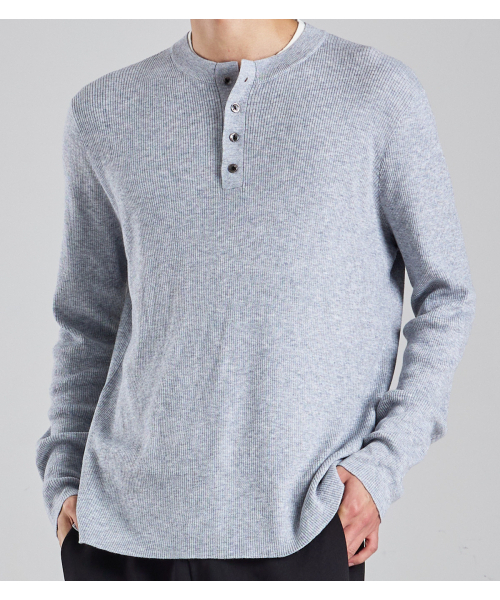 BUTTON SEOUL(ボタンソウル)の「ウールブレンドレイヤードヘンリーネックニット(グレー)(ニット/セーター・メンズ・その他・LARGE/X-LARGE/MEDIUM)」の4枚目の写真