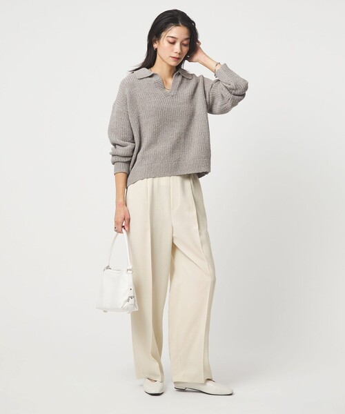 green label relaxing（グリーンレーベルリラクシング）の「イージー ストレート パンツ（その他パンツ・レディース・オフホワイト/ダークグレー/モカ・36/38）」の8枚目の写真