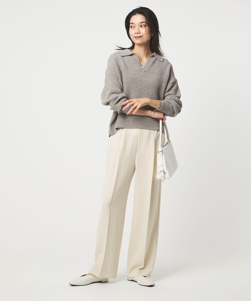 green label relaxing（グリーンレーベルリラクシング）の「イージー ストレート パンツ（その他パンツ・レディース・オフホワイト/ダークグレー/モカ・36/38）」の9枚目の写真