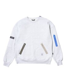 ZIPPER OVERSIZED CREWNECK WHITE MELANGE