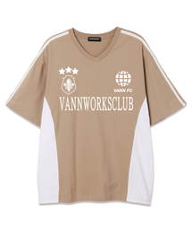 スポーティブロックコアVネック半袖Tシャツ (VS0033) ベージュ