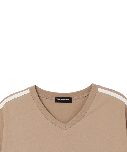 VANNWORKS(バンワークス)の「スポーティブロックコアVネック半袖Tシャツ (VS0033) ベージュ(Tシャツ/カットソー・レディース・その他・LARGE/MEDIUM)」の3枚目の写真