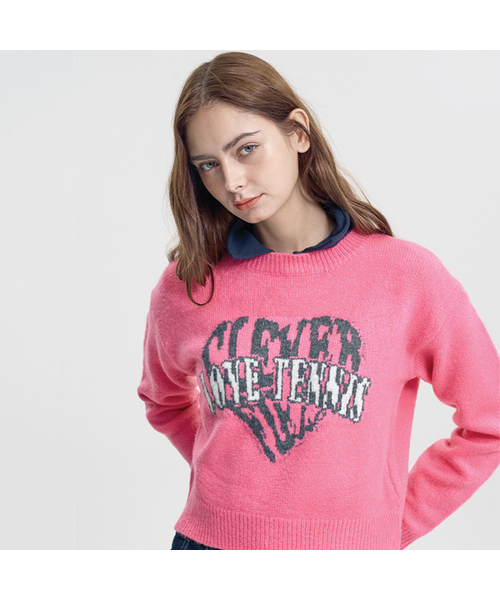 CLEVER FIELD(クレバーフィールド)の「ビッグハートクレバークロップニット_ピンク(ニット/セーター・レディース・PINK・FREE)」の1枚目の写真