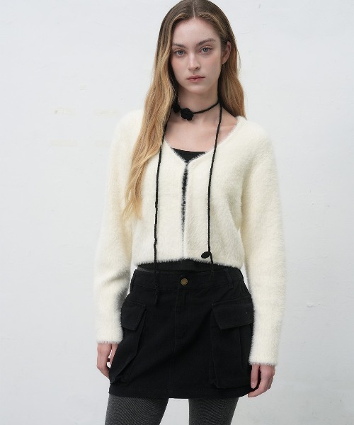 GENERAL IDEA(ジェネラルアイデア)の「【GENERAL IDEA】ヘアリークロップカーディガン / HAIRY CROP CARDIGAN(カーディガン/ボレロ・レディース・ミント/ブラウン/アイボリー・S/M/L)」の2枚目の写真