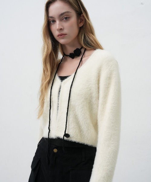 GENERAL IDEA(ジェネラルアイデア)の「【GENERAL IDEA】ヘアリークロップカーディガン / HAIRY CROP CARDIGAN(カーディガン/ボレロ・レディース・ミント/ブラウン/アイボリー・S/M/L)」の4枚目の写真