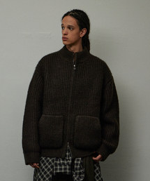 LEARVE（ルアブ）の「スクエアマキシデディニットジャンパーカーキ（カーディガン/ボレロ）」