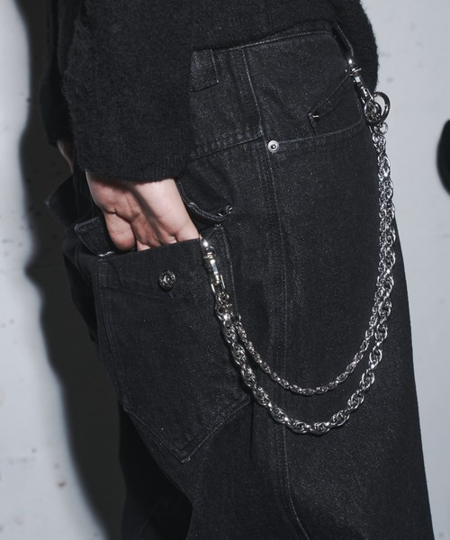 INTER FACTORY(インターファクトリー)の「takumu(MUU STUDIO) - Three-dimensional wide pants / 立体的ワイドパンツ(デニムパンツ・メンズ・ブラック・3/2/1)」の8枚目の写真