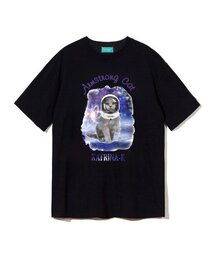 オードアイアームストロングキャット半袖Tシャツ-ブラック