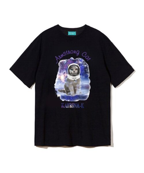 KATRINA K(カトリーナケイ)の「オードアイアームストロングキャット半袖Tシャツ-ブラック(Tシャツ/カットソー・レディース・ブラック・FREE)」の1枚目の写真