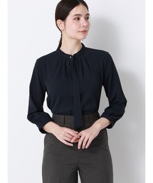 SUIT SQUARE | ボウタイタックブラウス 7分袖 ウォッシャブル ジョーゼット メタルパーツ(シャツ/ブラウス)