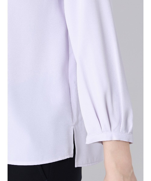 SUIT SQUARE（スーツスクエア）の「ボウタイタックブラウス 7分袖 ウォッシャブル ジョーゼット メタルパーツ（シャツ/ブラウス・レディース・オフホワイト/ラベンダー/ネイビー/ミント/クリーム・38(9号)）」の22枚目の写真