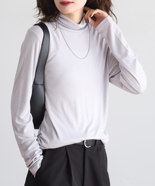 FUNALIVE(ファンアライブ)の「T/Cフライスシャーリング入り長袖(Tシャツ/カットソー・レディース・グレー/ブラック/アイボリー/ライトブルー・LL/L/M)」の12枚目の写真