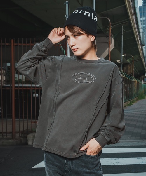 En serio TOKYO（エンソリオトーキョー）の「【SIDEWAYSTANCE】オーバルロゴ長袖グランジTシャツ（Tシャツ/カットソー・メンズ・ブラウン/ブラック・MEDIUM/LARGE/X-LARGE/SMALL）」の3枚目の写真