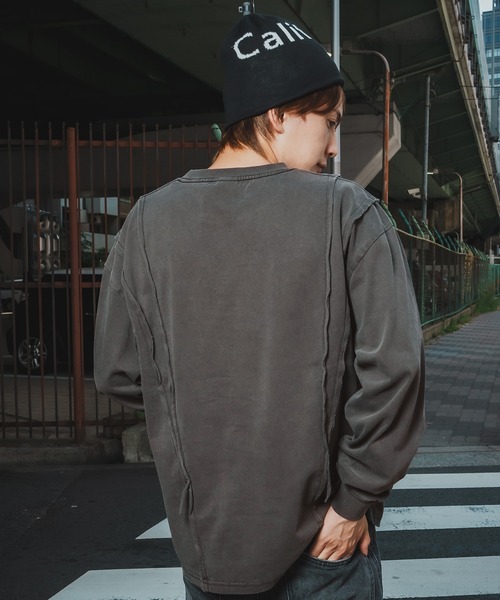 En serio TOKYO（エンソリオトーキョー）の「【SIDEWAYSTANCE】オーバルロゴ長袖グランジTシャツ（Tシャツ/カットソー・メンズ・ブラウン/ブラック・MEDIUM/LARGE/X-LARGE/SMALL）」の4枚目の写真