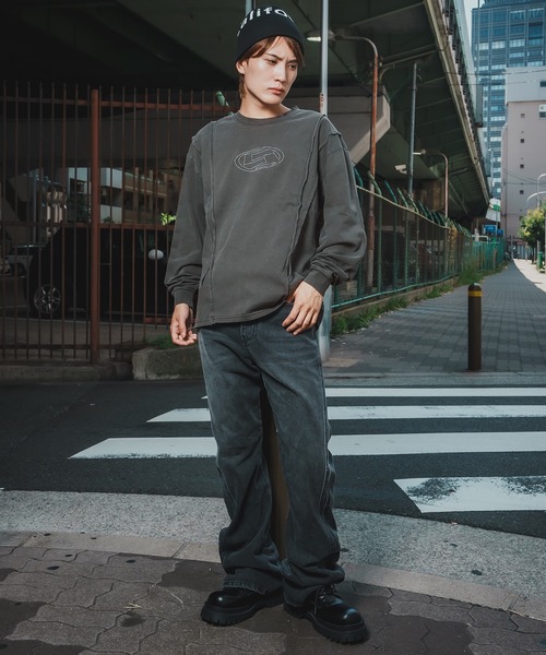 En serio TOKYO（エンソリオトーキョー）の「【SIDEWAYSTANCE】オーバルロゴ長袖グランジTシャツ（Tシャツ/カットソー・メンズ・ブラウン/ブラック・MEDIUM/LARGE/X-LARGE/SMALL）」の5枚目の写真