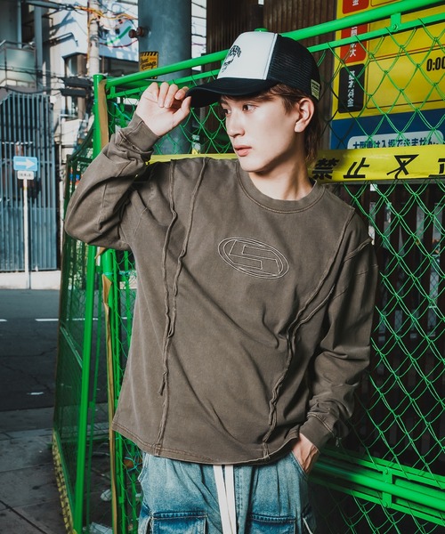 En serio TOKYO（エンソリオトーキョー）の「【SIDEWAYSTANCE】オーバルロゴ長袖グランジTシャツ（Tシャツ/カットソー・メンズ・ブラウン/ブラック・MEDIUM/LARGE/X-LARGE/SMALL）」の6枚目の写真