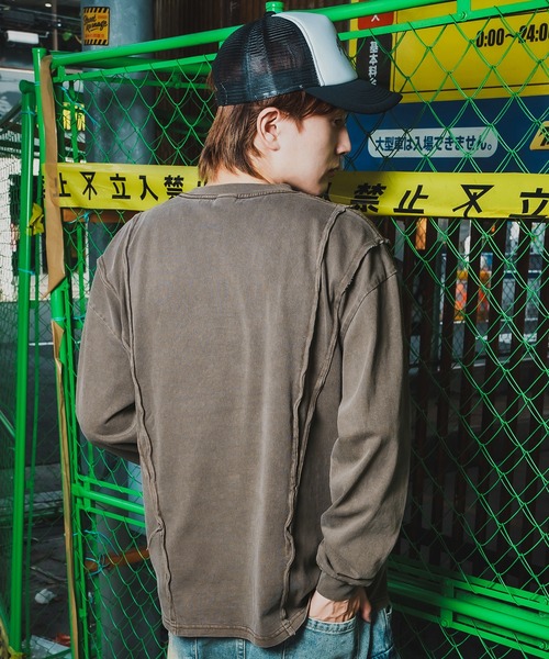 En serio TOKYO（エンソリオトーキョー）の「【SIDEWAYSTANCE】オーバルロゴ長袖グランジTシャツ（Tシャツ/カットソー・メンズ・ブラウン/ブラック・MEDIUM/LARGE/X-LARGE/SMALL）」の7枚目の写真