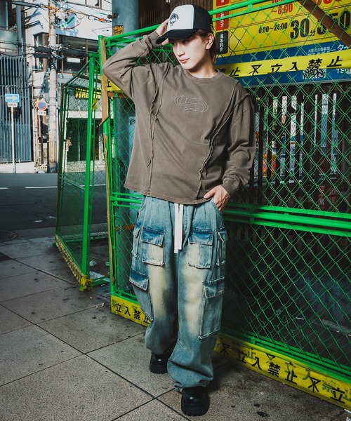 En serio TOKYO（エンソリオトーキョー）の「【SIDEWAYSTANCE】オーバルロゴ長袖グランジTシャツ（Tシャツ/カットソー・メンズ・ブラウン/ブラック・MEDIUM/LARGE/X-LARGE/SMALL）」の8枚目の写真