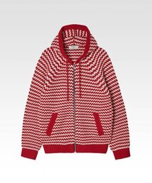 AFTERPRAY（アフタープレイ）の「ストライプインタージャニットフードパーカー レッド（パーカー）」