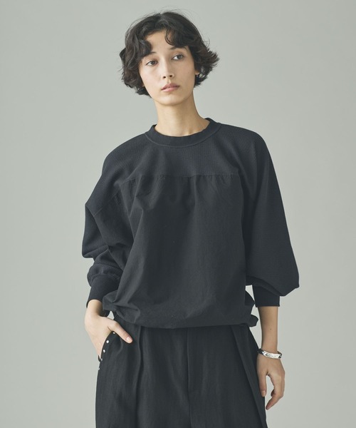 Curensology（カレンソロジー）の「Curensology(カレンソロジー)/ワッフルドロストプルオーバー（Tシャツ/カットソー・レディース・ブラック/ホワイト・FREE）」の3枚目の写真