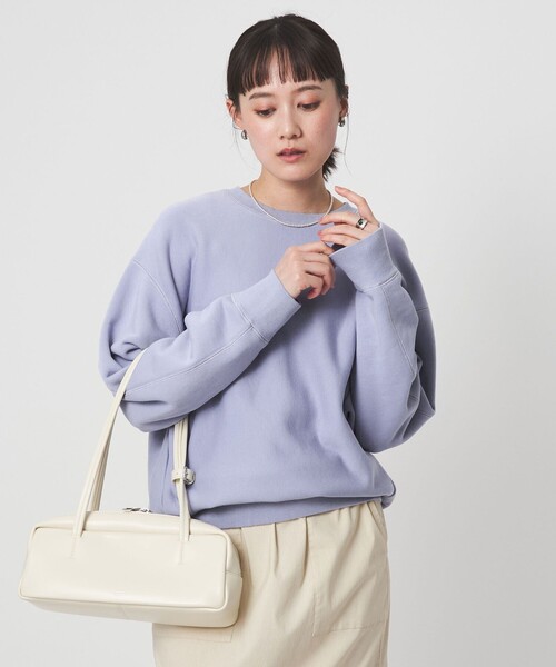 green label relaxing（グリーンレーベルリラクシング）の「［size SHORTあり］フォルム クルー スウェット（スウェット・レディース・ナチュラル/ダークグレー/ピンク/ライトブルー・SHORT/FREE）」の4枚目の写真